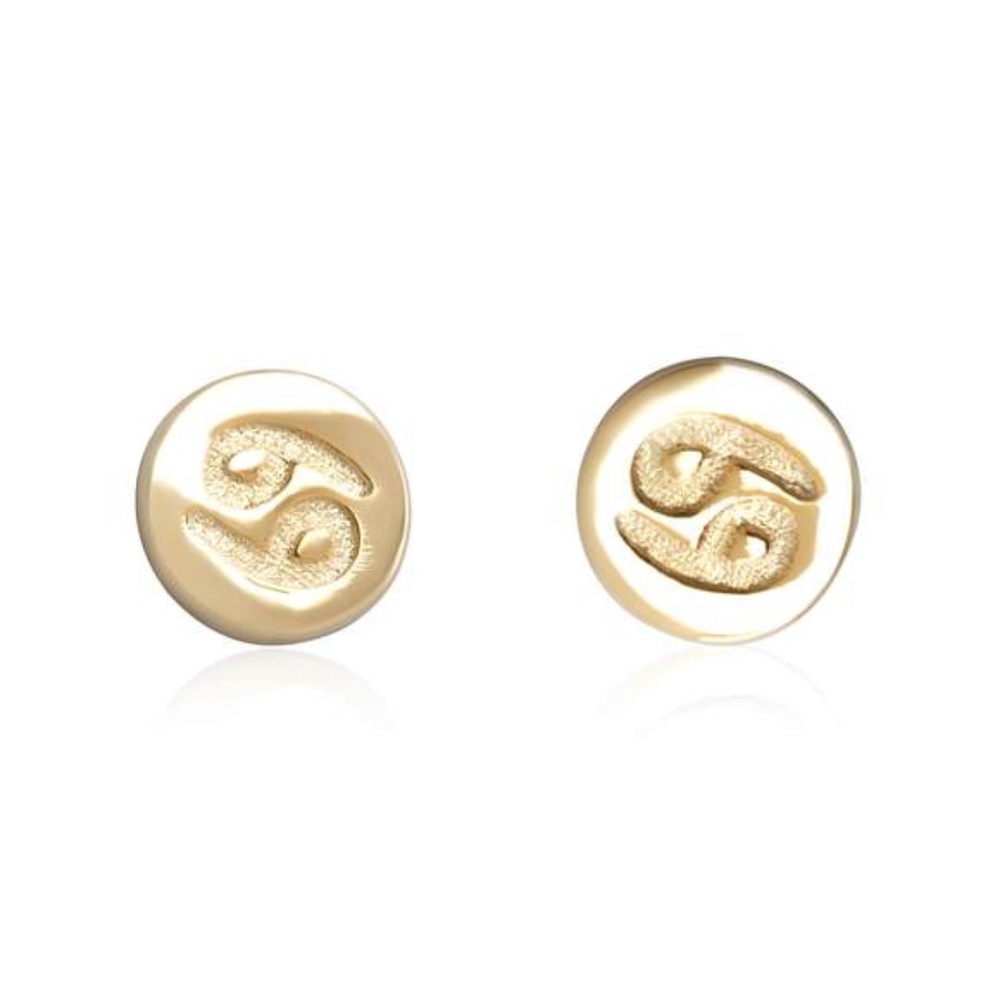 Sterling Silver CANCER Earrings Gold Plated
